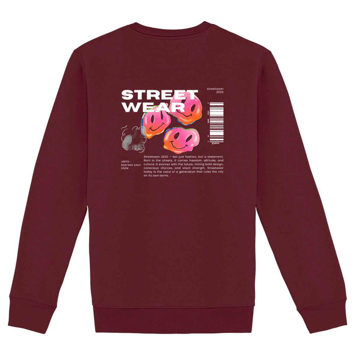 Sweat-shirt Epais Unisexe avec Têtes à Code-Barres - dos_bordeaux