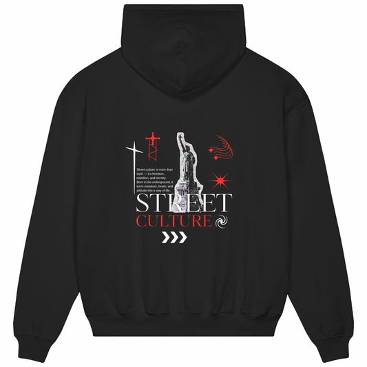 Sweat à capuche Unisexe Oversized avec design Statue de la Liberté - dos_noir
