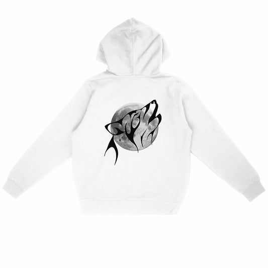 Sweat à capuche Léger Unisexe Loup et Lune - dos_blanc