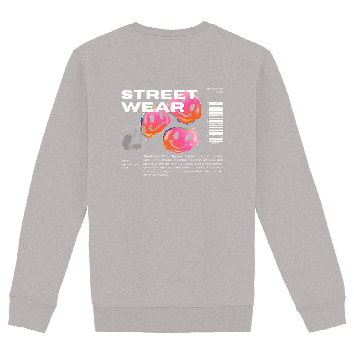 Sweat-shirt Epais Unisexe avec Têtes à Code-Barres - dos_gris