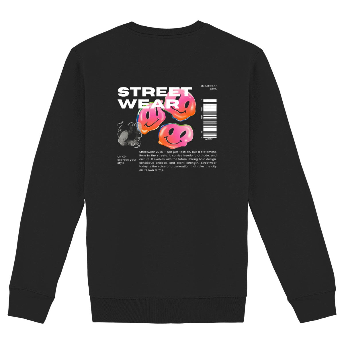 Sweat-shirt Epais Unisexe avec Têtes à Code-Barres - dos_noir